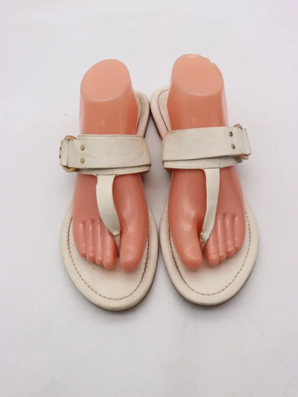 Tory Burch Marsden Sandal Womens Size 10 White Leather Slip On Shoes
